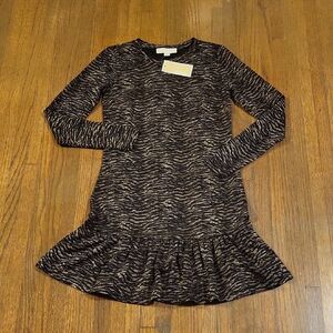 MICHAEL Michael Kors Black and Brown Ruffled Sheath Dress